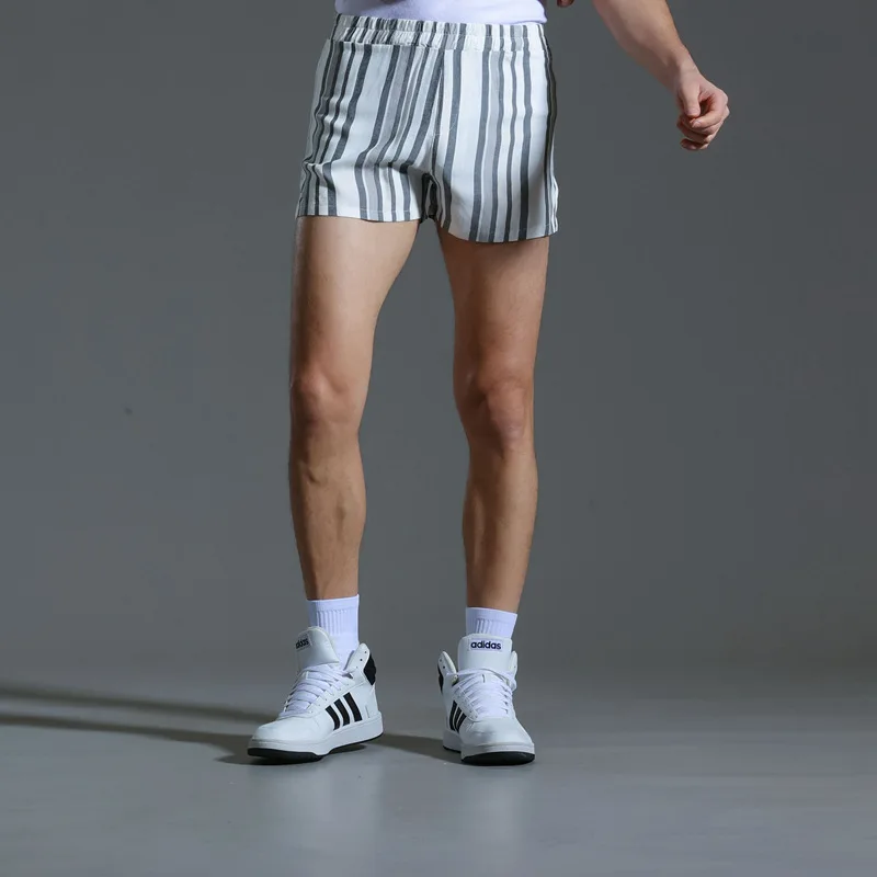 القطن مخطط سراويل بوكسر الرجال فضفاض السروال حجم كبير الصيف المنزل أسفل لينة تنفس صالة بيجامة منتصف الخصر ملابس خاصة