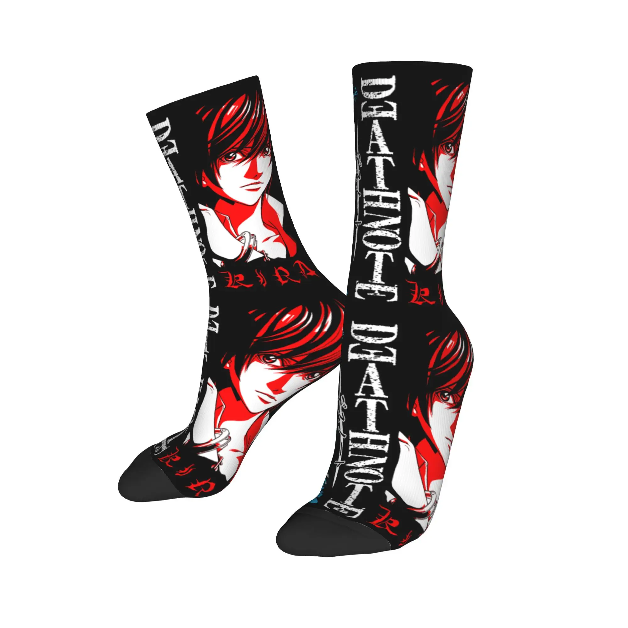 Death Note Blue and Red L vs Light Face Off Anime Socks Men Women's Funny Socks Spring Autumn Winter Middle Tube Stockings Gift