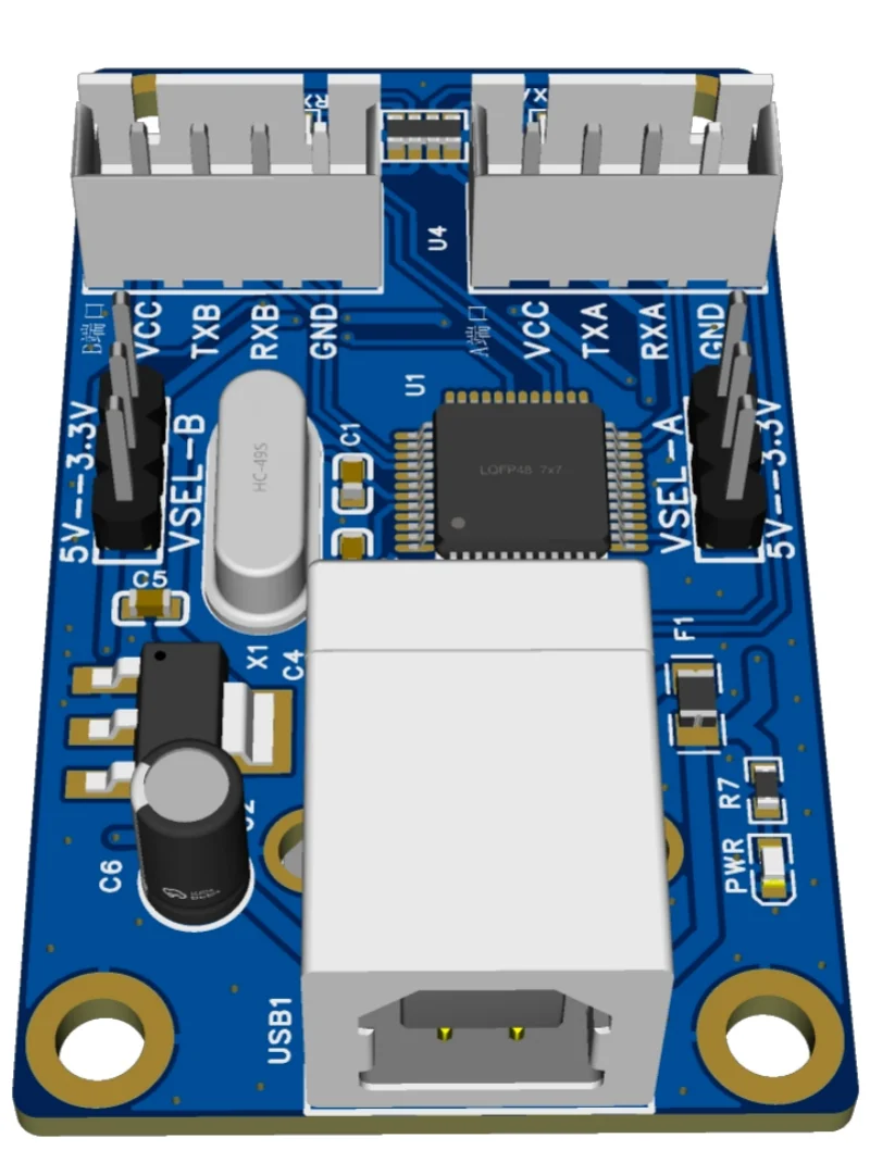 USB to Dual Serial Port TTL Converter with Dual RS485-RS232 Ports (5V/3.3V) - FT2232D Chipset Customisation Available