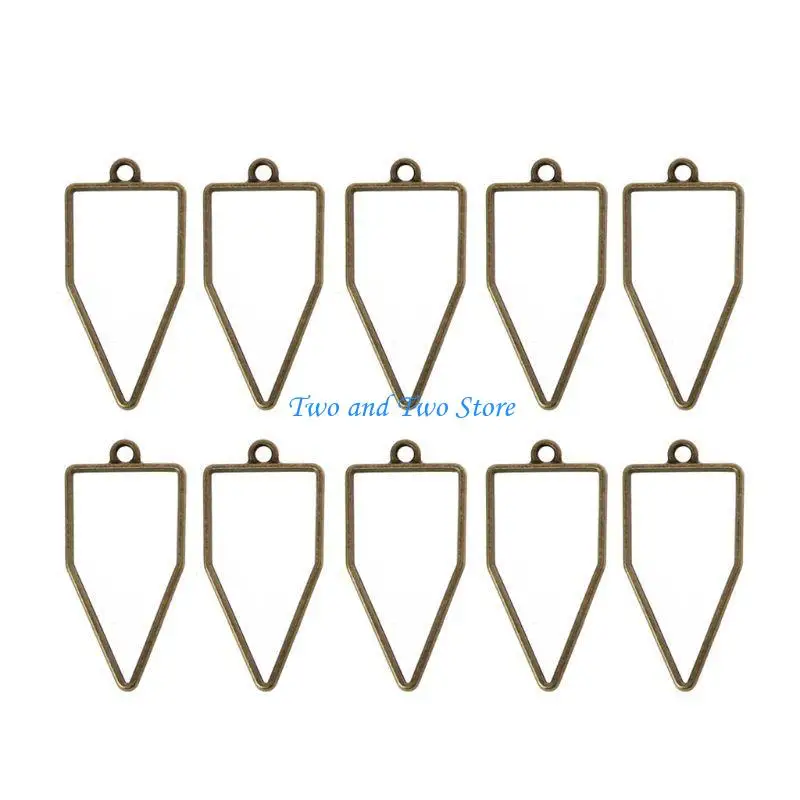 

HX6F Bronze Silver Geometric Ring Hollow Tray Pressed Flowers Pendant Metal DIY Frame Bezel Love UV Resin Jewelry Making