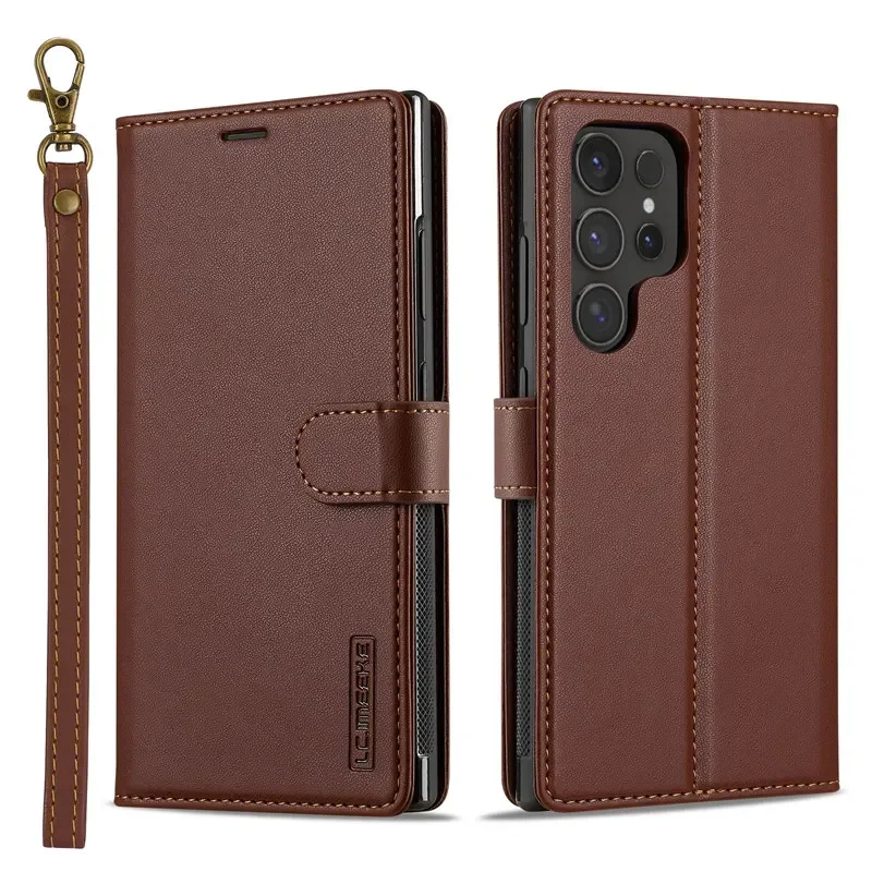 Leather Case voor Samsung Galaxy S26 S25 Rand S24 Ultra S23 S22 Plus S21 FE A17 A16 A36 A56 A15 A35 A55 Magnetische Flip Portemonnee