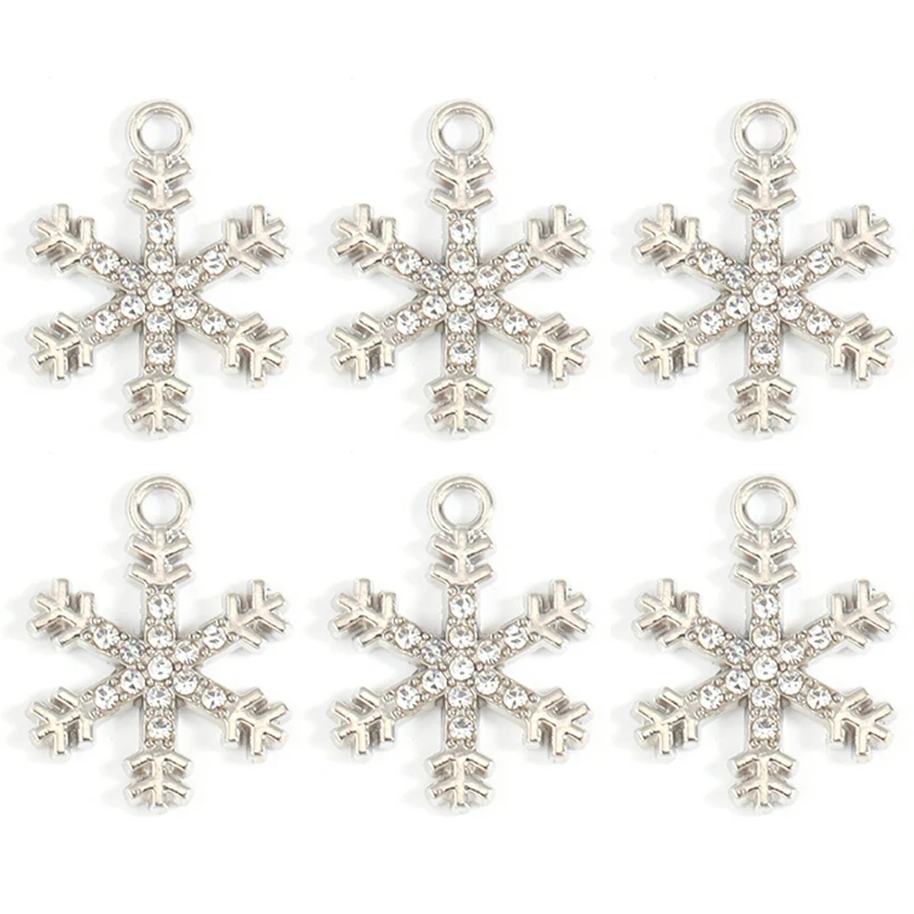 10 Stück Metall Zink legierung Mix Größen Schneeflocken Strass Charms für DIY Schmuck Herstellung Armband Ohrringe Zubehör Weihnachten Anhänger – Detail 7