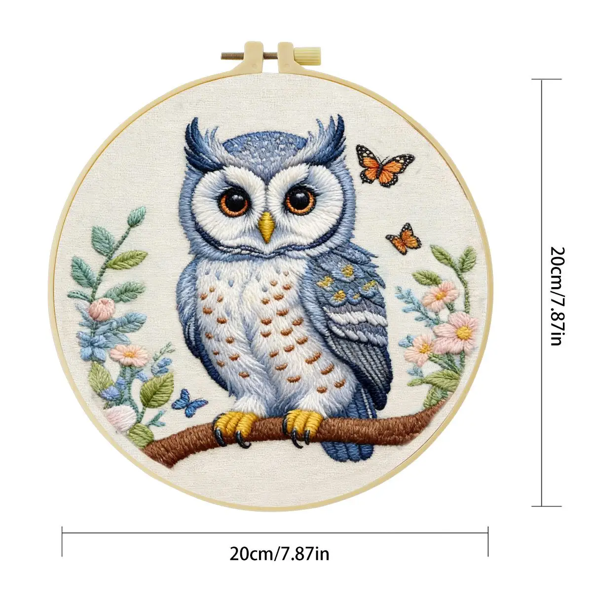 1 Stück 20X20CM/15X15CM 7,87/6,3 Zoll Eulen-Stickerei-Starter-Kit DIY-Kit DIY-Stickerei-Set für Anfänger – Detail 4