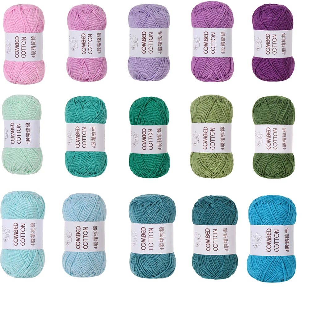 40กรัม/ม้วน4เส้นผ้าคอตตอนนมผ้าทอมือ DIY ผ้าพันคอถักผ้าห่มถักไหมพรมที่หนีบผมวัสดุถักสำหรับเด็ก