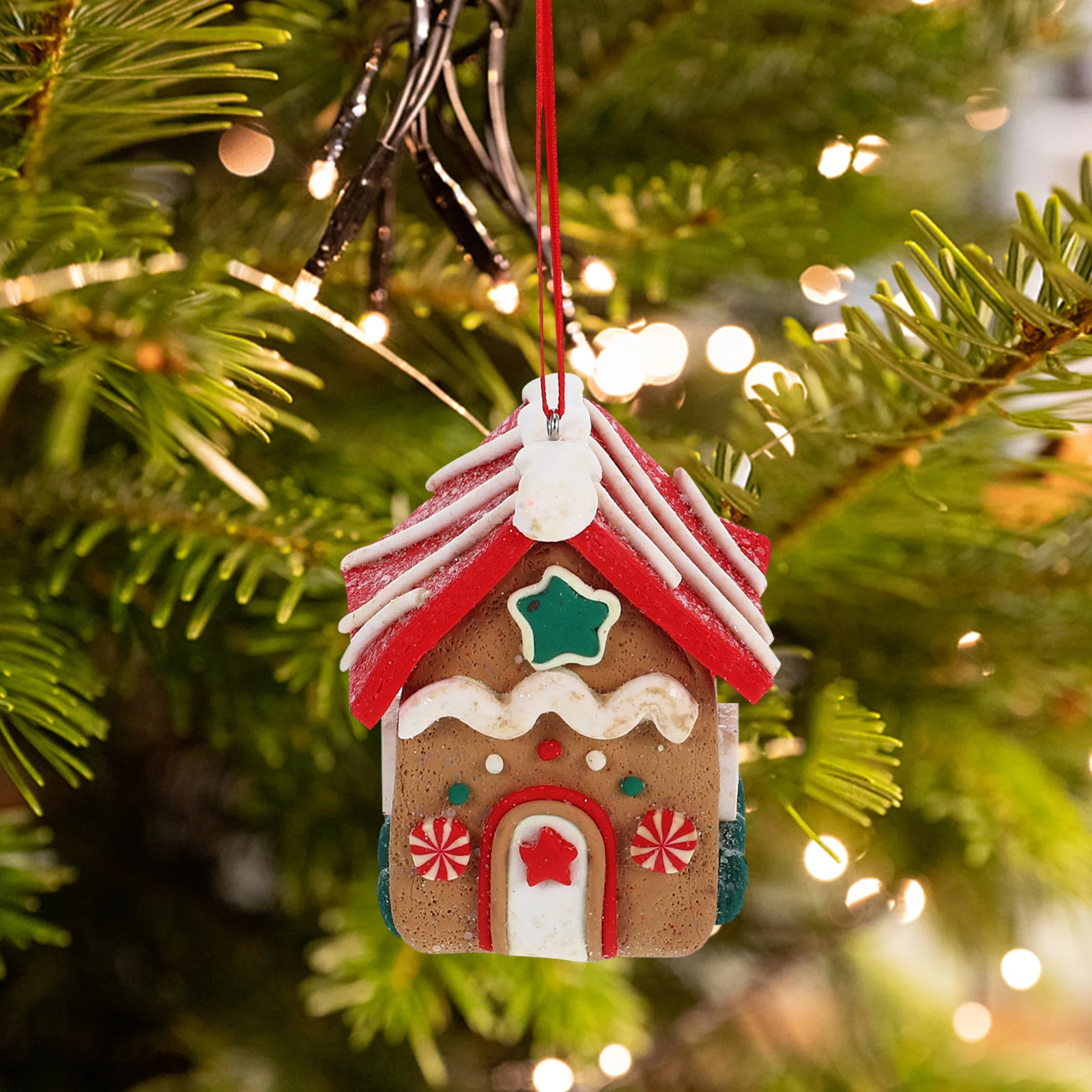 

Unique Small Christmas Ornament Polymer Clay Tree Hanging Decor Holiday Indoor Xmas Pendant Pendant