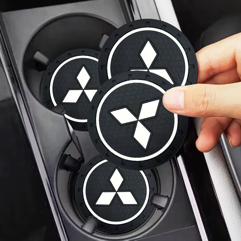 1pcs Car Anti slip Cup pad Badge Coaster Automotive Goods For Mitsubishi Asx Outlander xl 3 lancer Pajero 4 l200 EVO Car Gadgets