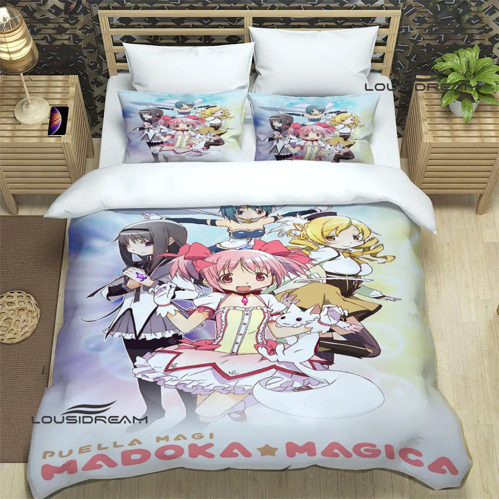 

Комплект постельного белья Puella Magi Madoka Magica, изысканные комплекты постельного белья, пододеяльник, простыня, искусственный Комплект постельного белья, роскошный подарок на день рождения