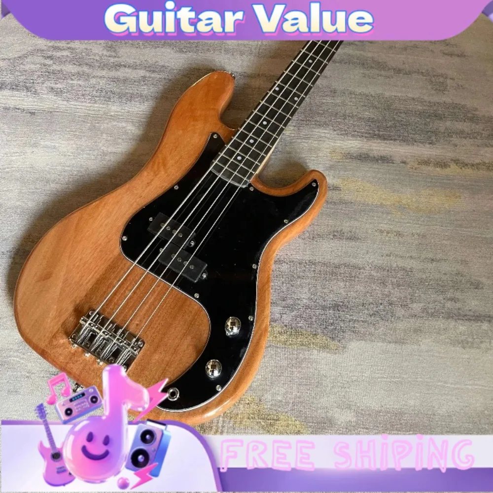 Brown Natural Solid Wood P Bass Guitar Two Split Humbucker Pickups Classic Precision Shape For Jazz Funk Band Free Shipping view 2