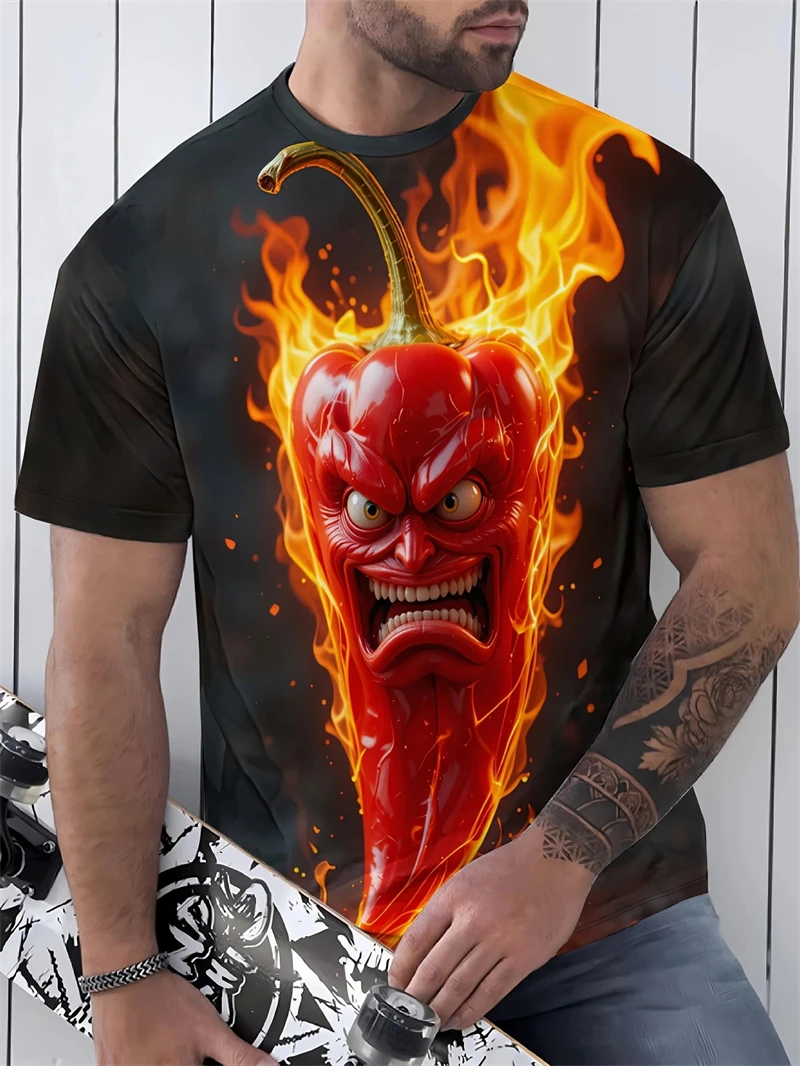 

New Street Style Funny Men's Clothing Casual T-shirt 3D Printing Fun Animal Graphics Short Sleeved Loose Round Neck Top For Men