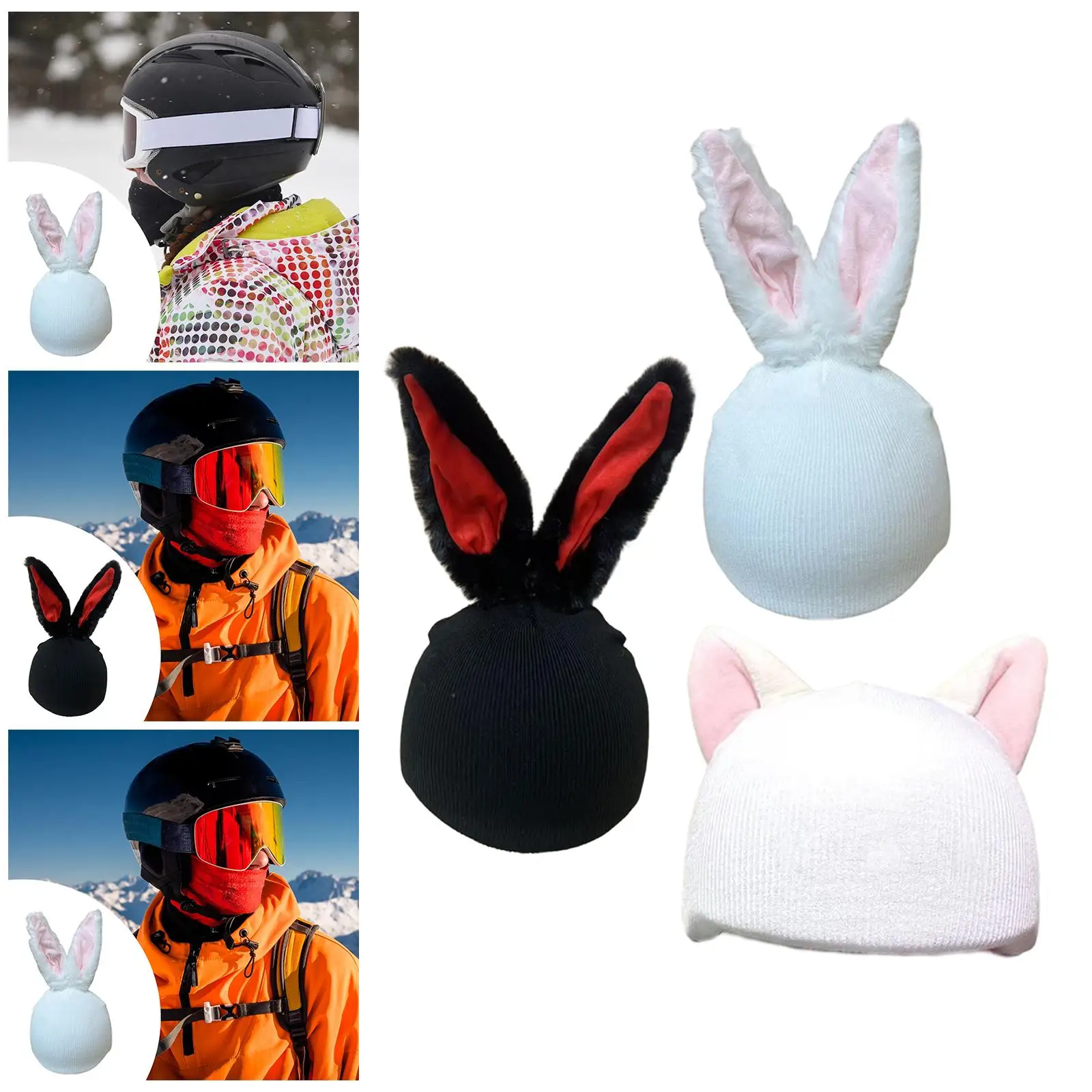 Ski Helmet Cover Outdoor Sports Accessories Cute Cartoon Animal Ears Helmet Cover Helmet Decoration Knitted Cap for Skateboard