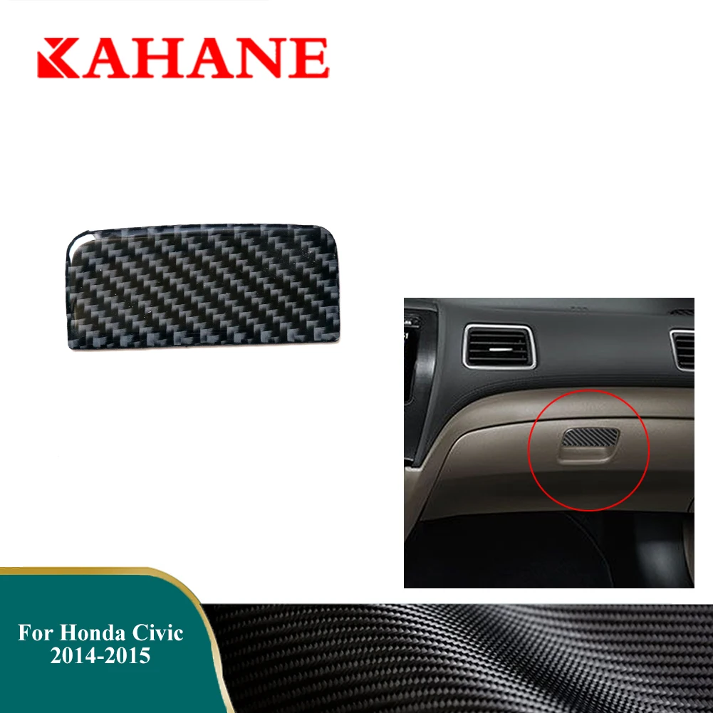 

Car Carbon Fiber Decorative Accessories Glove Box Handle Stickers For Honda Civic 2014 2015 Auto Interior Cover Trim