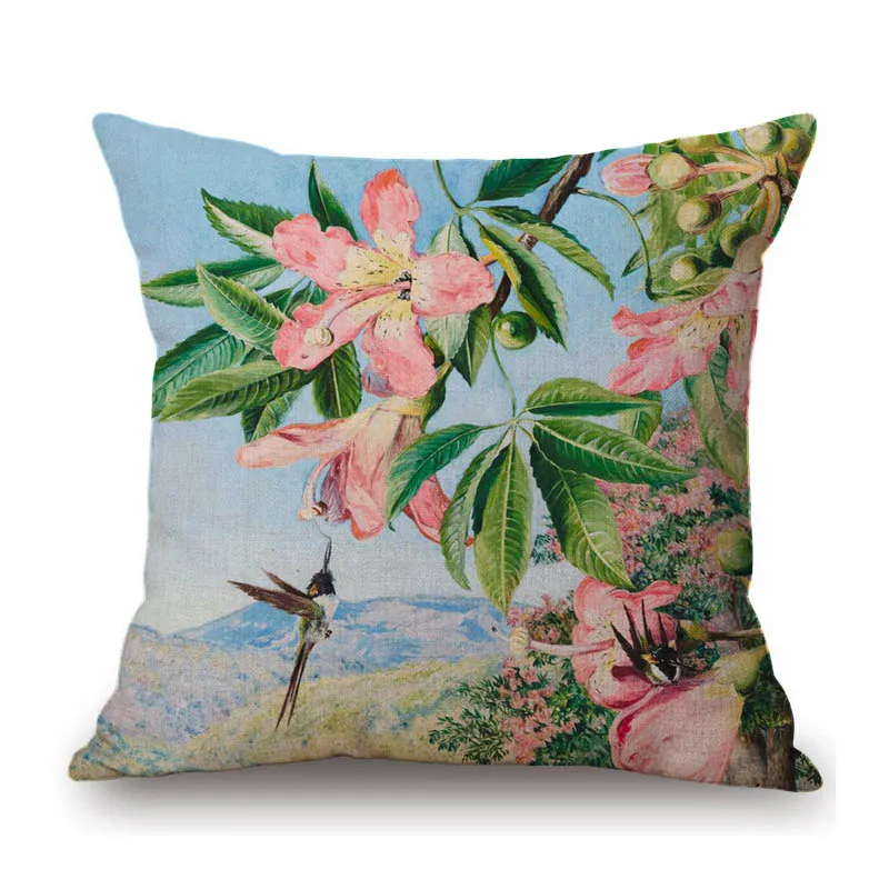 Marianne North Art Botanical Plant Leaf Flower Oil Painting Home Decorative Sofa Throw Pillow Case Cotton Linen Cushion Cover