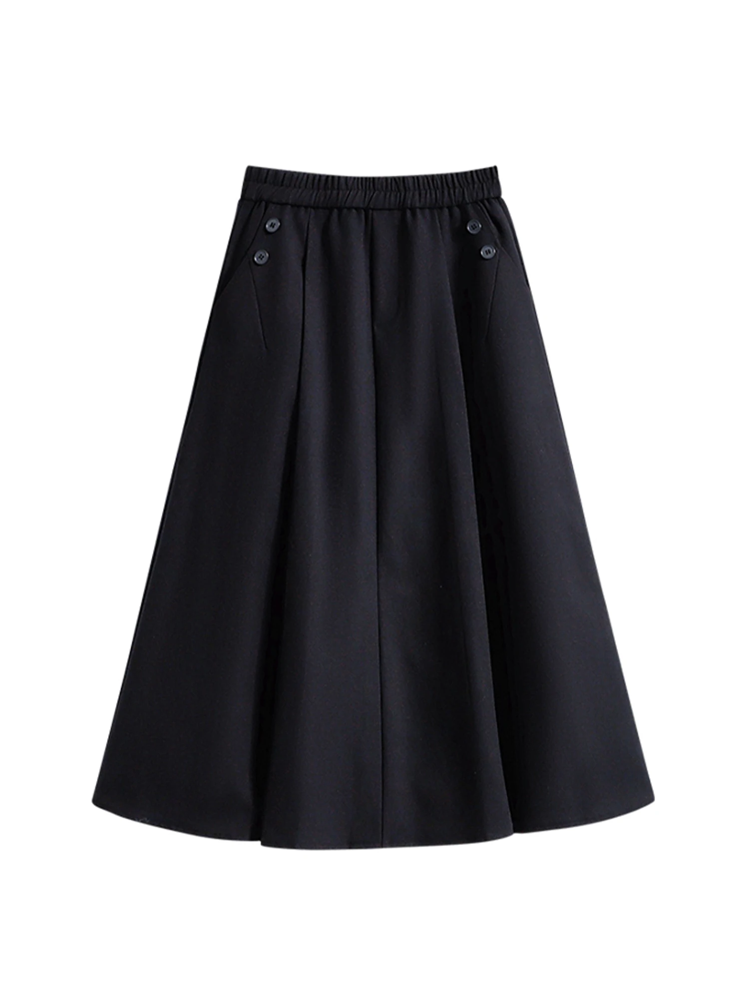 Women Navy A-line Mid Skirt Vintage Aesthetic Y2k Long Skirt Harajuku Preppy Style High Waist Oversize Skirts 2000s Clothes 2025