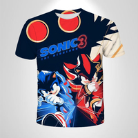 2025 Anime Boys T Shirt Girls Sonic The Hedgehog Cartoon Game Sonic Men‘s Clothes Summer Children T-shirt Tops Kids Clothing