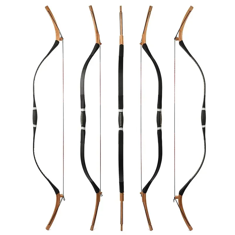 64 Inch Archery Traditional Longbow Recurve Bow 20-45 Lbs Powerful Wooden for Left/Right Hand Shooting Hunting Accessories