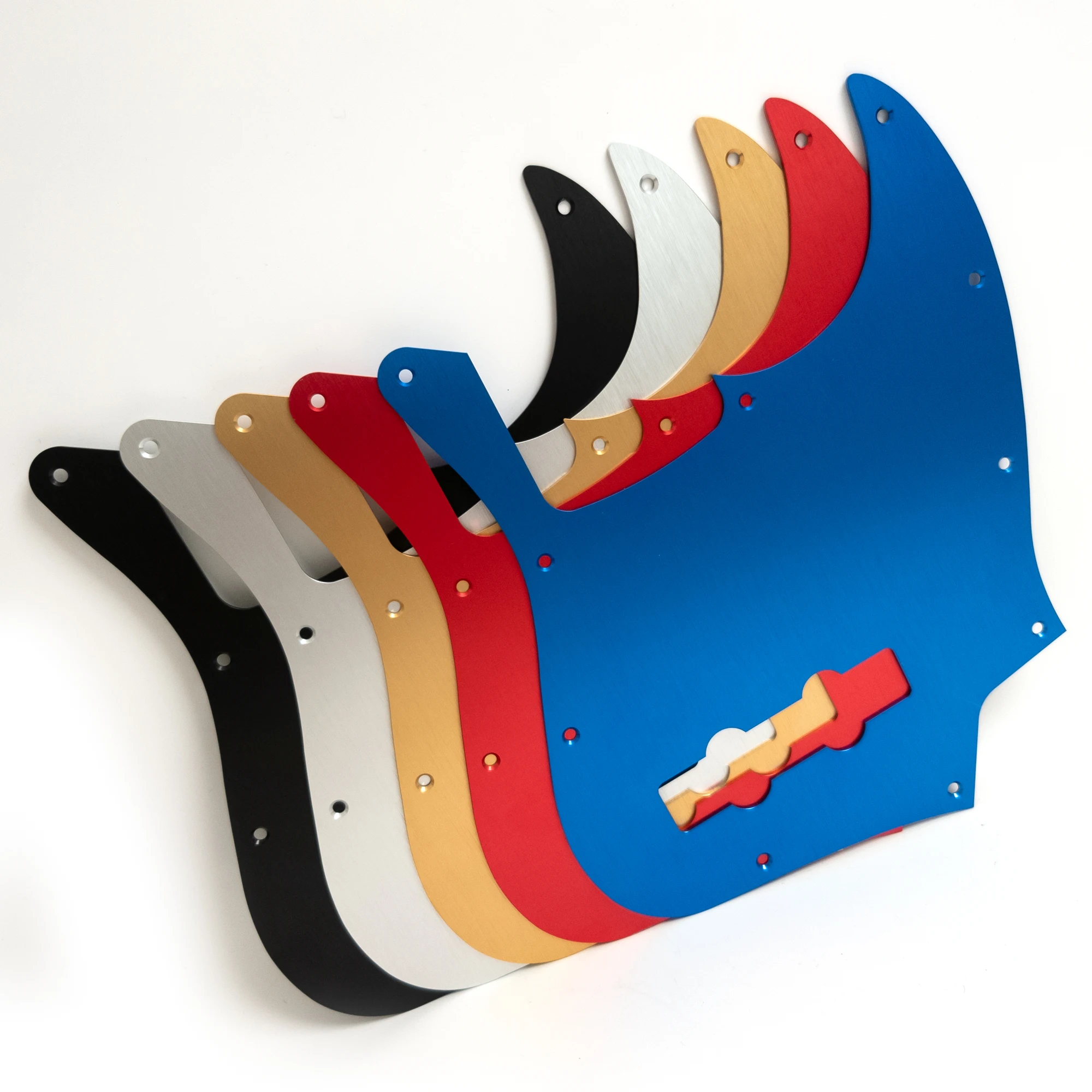 

Anodized Brushed Aluminum Bass Pickguard – 10-Hole Scratch Plate for 4-String Electric Bass, Durable Replacement Part