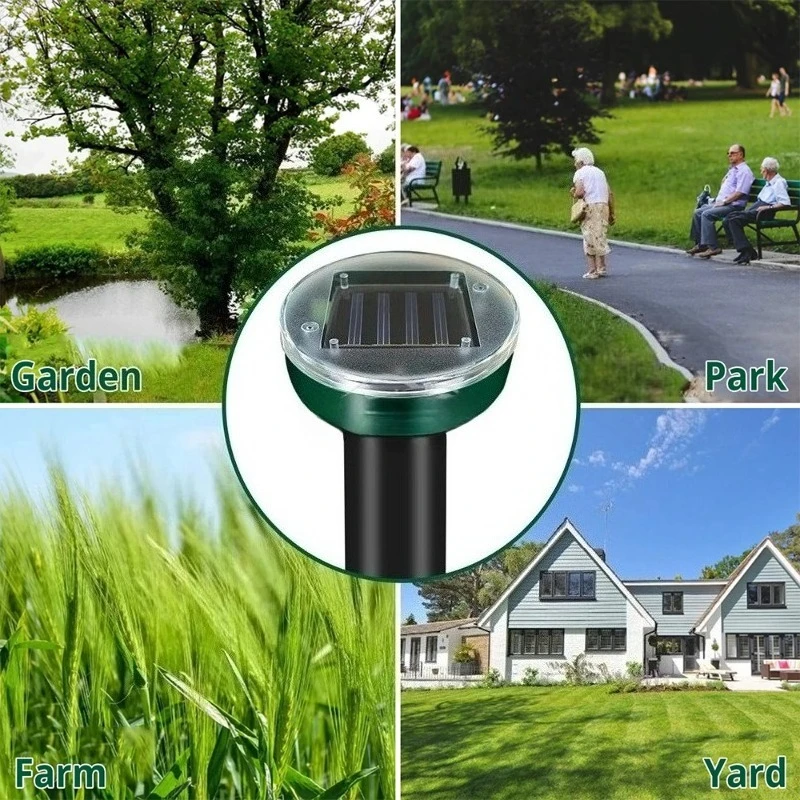 1/2/4/8pc Solar Powered Ultrasonic Sonic  Mole Pest Rodent Repeller Repellent Yard Outdoor Lamp Backyard Farmland Mouse Repeller