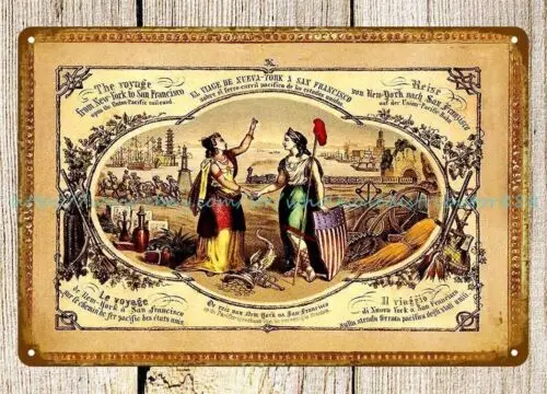 Athena Lady Liberty Railroad 1875 metal tin sign old  home