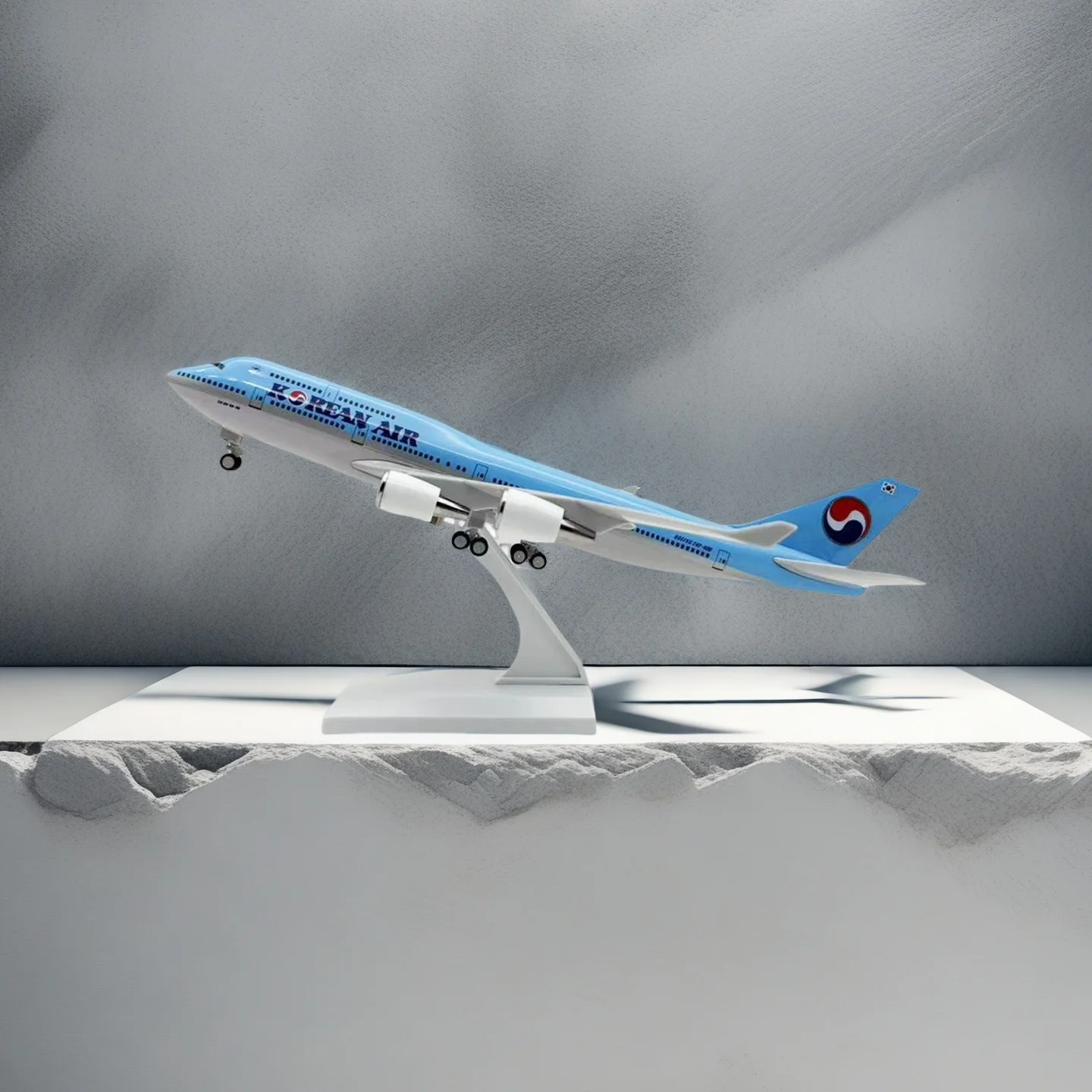 

30cm Aviation Plane B747 Korean Airlines Airplane Model 1:240 Scale Diecast Resin With Stand Base Home Decor Model Aircraft Love