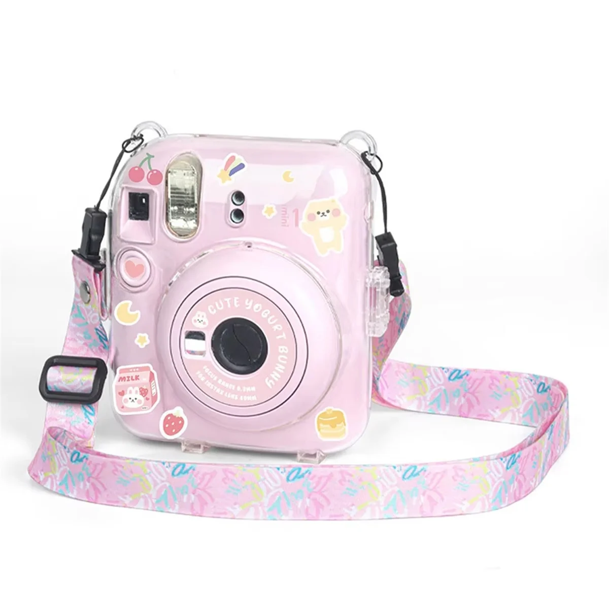 2025 New For Mini 12 PC Camera Case Protection Cover Shoulder Strap Storage Bag Strap Sticker Set Pink