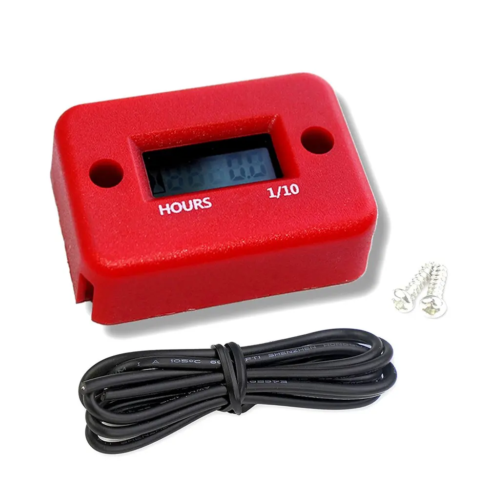 Hot Motorcycle Hour Meter With Battery LCD Digital Timer With Inductive Moto Timer Meter Counter Tachometer Gauge Engine Tool