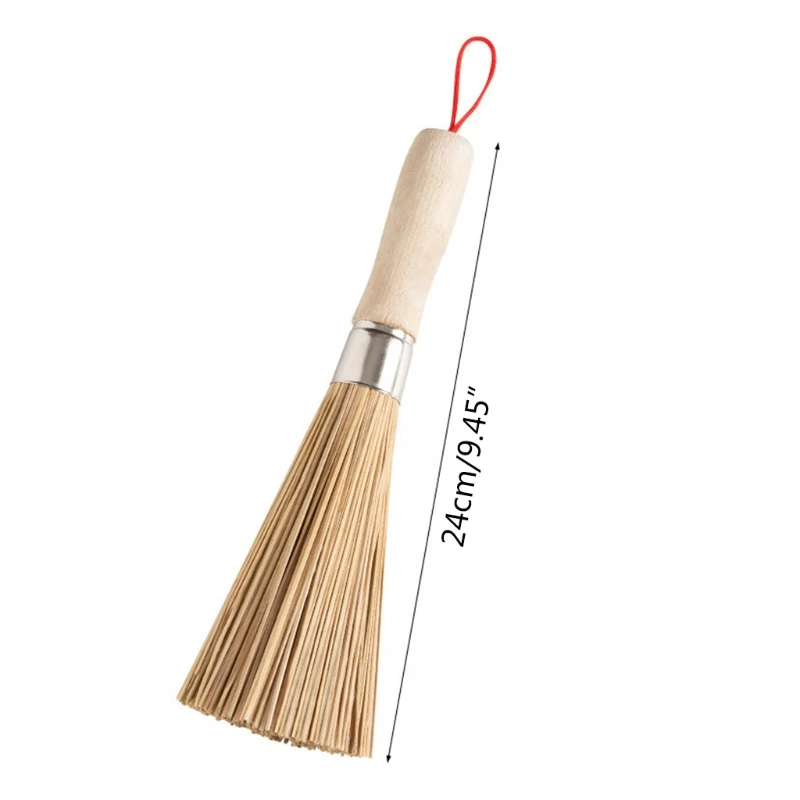 H55A Bamboo Pan Brush With Wooden Handle Wok Cleaning Kitchen Wash Dish Multipurpose Restaurant Practical Pot Brush For Home