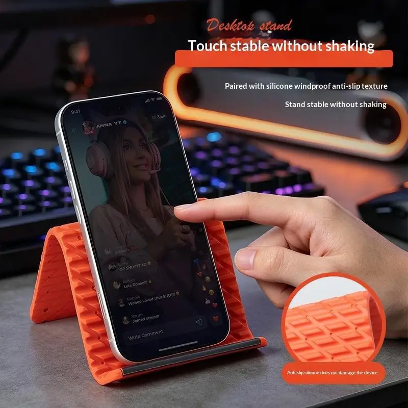 Flexible Foldable Transformable Desk Tablet Laptop Holder Travel Accessory 1PC Creative Silicone Phone Stand -