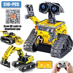 Jouets de blocs de construction de modèle de robot RC pour enfants, ingénierie de la ville technique, voiture EbBulldozer, transformation, cadeau de briques, 3 en 1