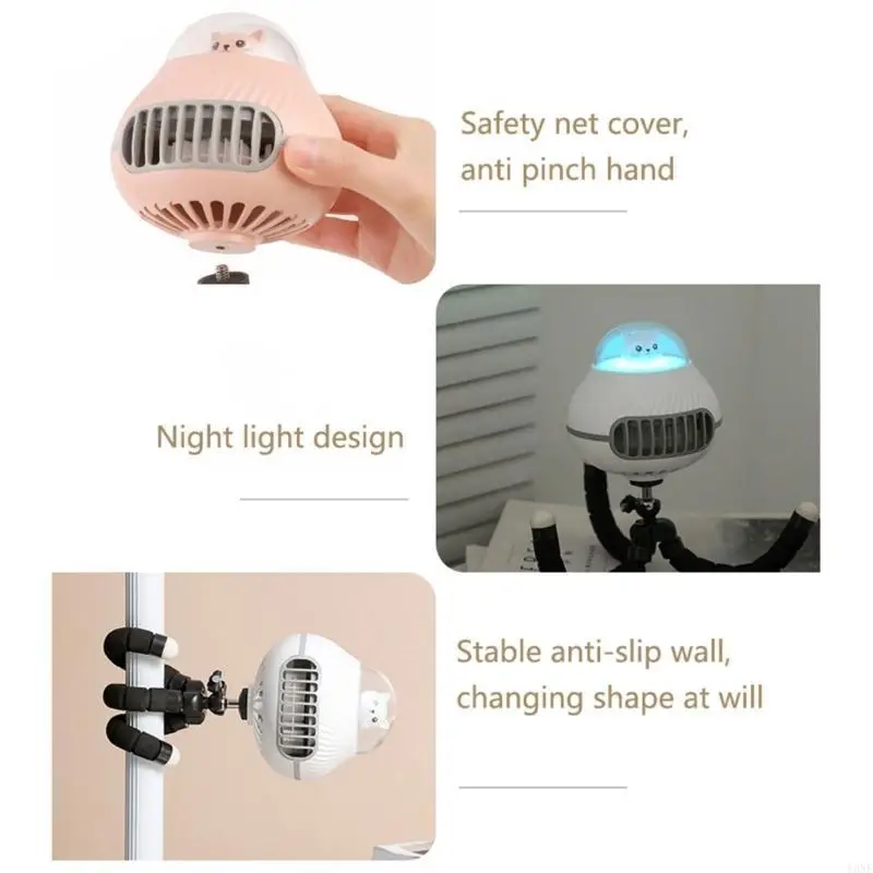 

Y3NF Clip On Fan for Stroller Flexible Tripod USB Fan Rechargeable Cooling Fan for Pram Bike Battery Powered Carseat Fan