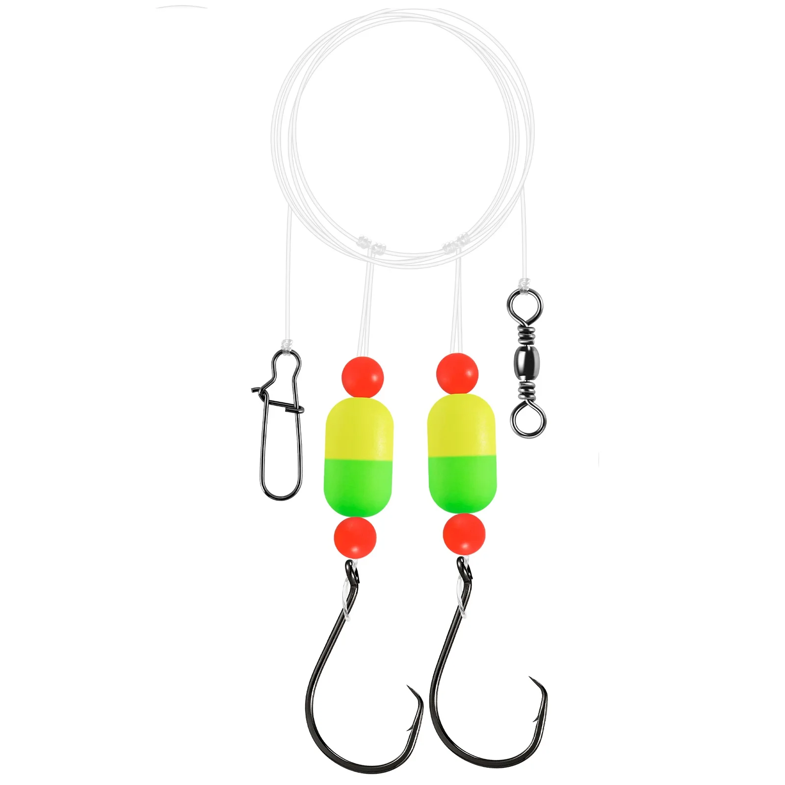 

5 шт., 100 см, снасти с помпоном, снасти для серфинга и поплавцами в виде ранами, вертлюги для живой приманки для морской воды, защелки, круглый крючок для пляжного серфинга