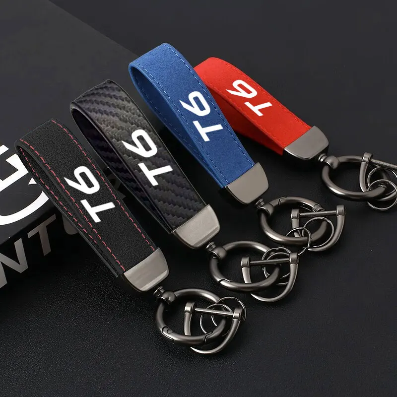 

Suede Leather Keychain Durable For Men Women Car Key Holder Trinket Keyring Accessories Gift For Volvo T6 Car Accessories