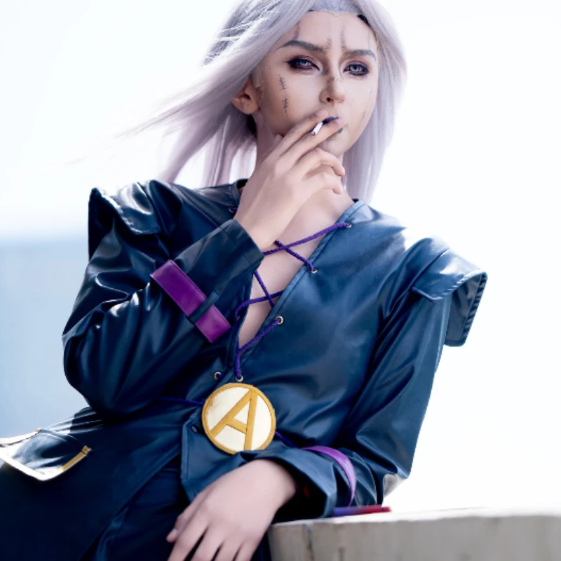 Moody Blues User Abbacchio Cosplay Costume JoJo Part 5 Wool Blend Blazer Leather Suspenders Cufflinks Set For Men Halloween view 4