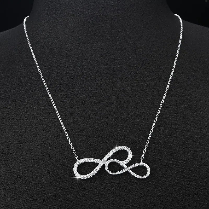 

ZFSILVER Fashion Trendy Classic s925 Silver Moissanite Design Number 8 Necklace For Charm sWomen Accessories Jewelry Gift BTN016