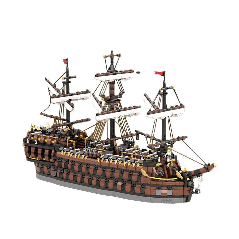 MOC The Phantom Dancer Ship Building Blocks Medieval Sailboat Revenge Warship Sailboat Model Bricks Toys Childrens Birthday Gift