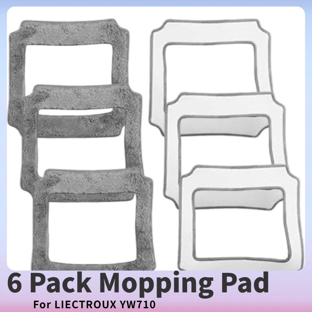 6PCS Replacement Mop Cloth Pads Washable Absorbent Mopping Pads Compatible For LIECTROUX YW710 Robotic Vacuum Cleaner Parts
