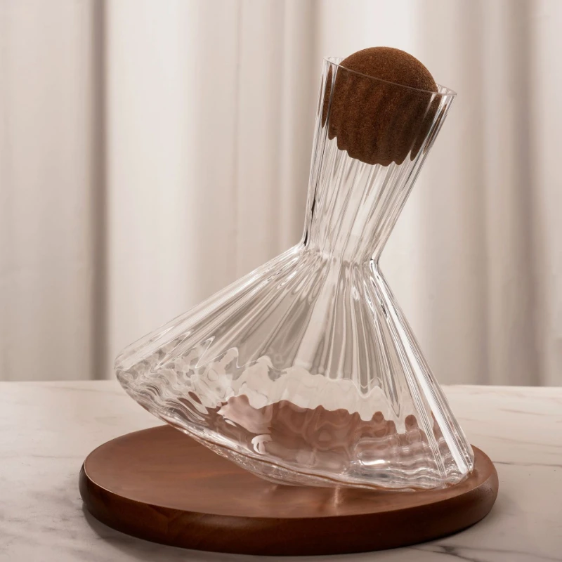 Light Luxury Crystal Glass Decanter Gift 360 Rotating Tumbler 1000ml Wine Separator Champagne Whisky Wine Bottle For Family Bar