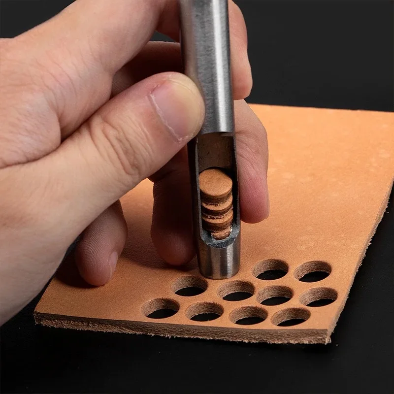 6Pcs/Set Leather Hole Punching Tools Hollow Round Hole Puncher Clothing Sewing Leathercraft Accessories Drilling Puncher Kit