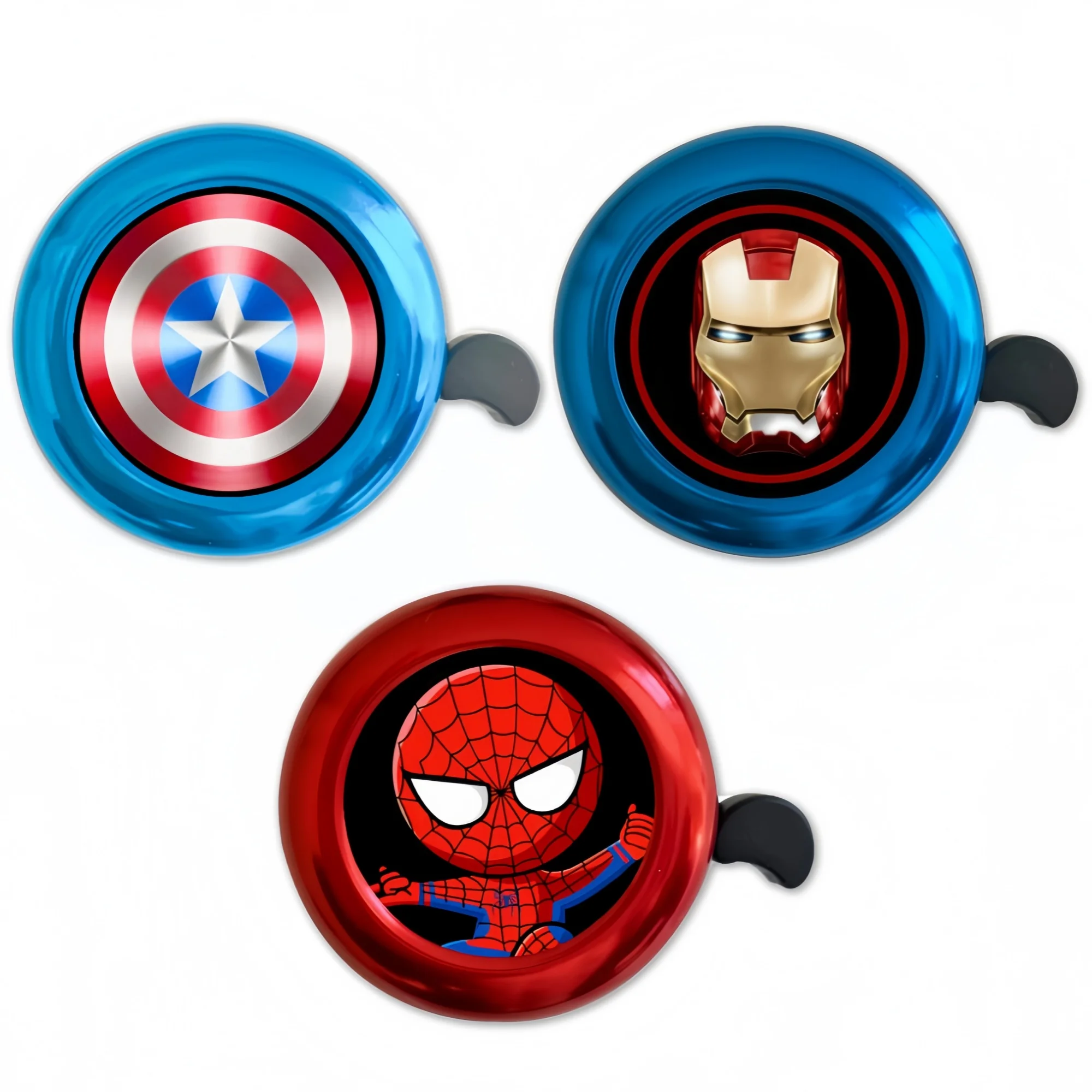 

Superhero Bicycle Bells —Marvel Spider-Man & Other Themes; Loud Safety Warning Horns; Universally Compatible with Mountain Bikes