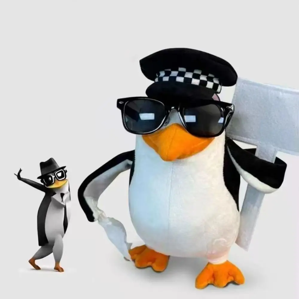 Pinguino morbido eccentrico Cartone animato astratto Pinguino danzante Ornamento 23 cm con cappello Occhiali da sole Pinguino Decorazioni per la casa