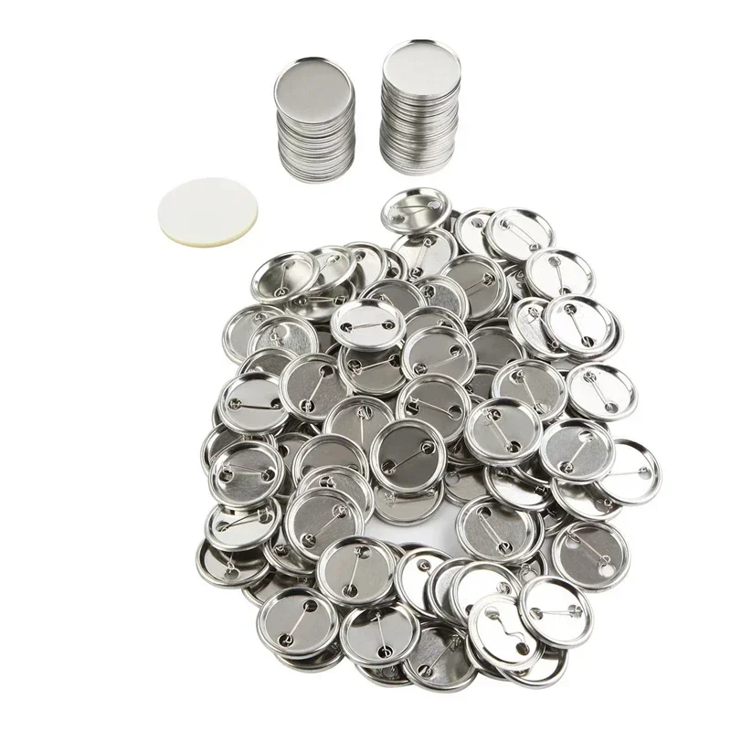 Metal Round Blank Badge Pin Button Maker Punch Press Machine DIY Making Parts Consumables 100Sets 25/32/37/44/58MM