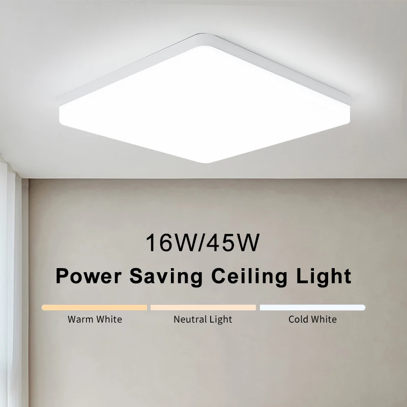 

MARPOU LED Ceiling Light 45W 16W Neutral White Warm White Cold White Ceiling Lamp Modern Simple Square Light Bedroom Living Room