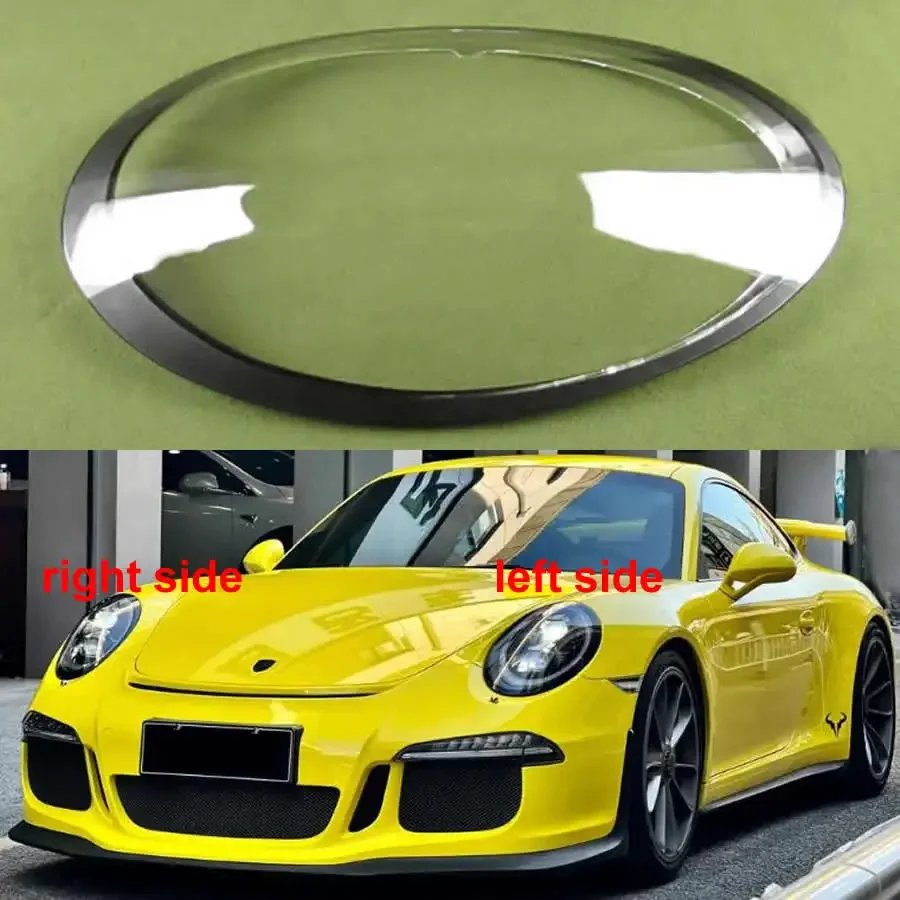 Headlight Shade Transparent Lampshade Headlamp Cover Lamp Shell Headlights Lens Black Edge For Porsche 911 991 2012-2018