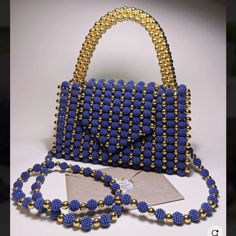 

Acrylic Bead Handmade Chain Crossbody Bag New Casual Versatile Niche Design Portable Small Square Bags Wholesale Customizable