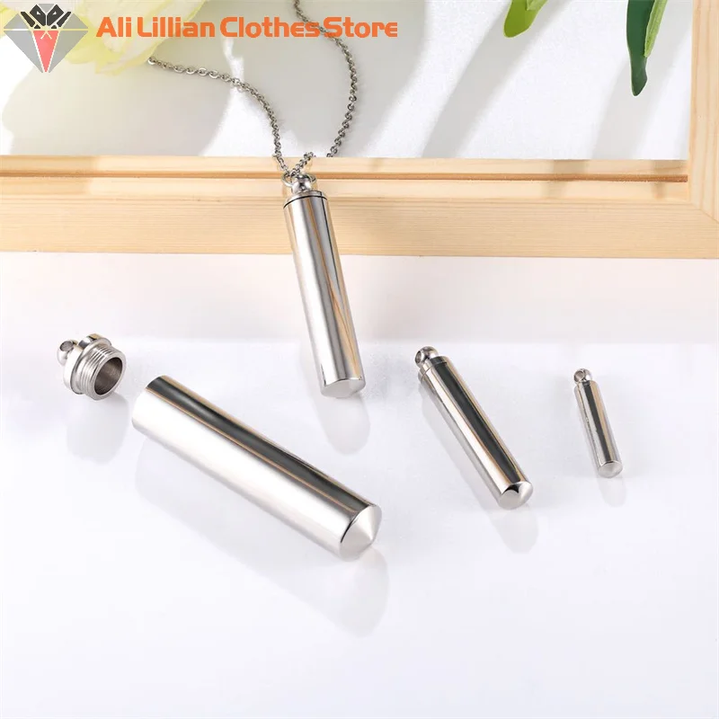 Hot Sale Stainless Steel Bottle Cremation jewelry Cylinder Tube Ash Urn Pendant Necklace