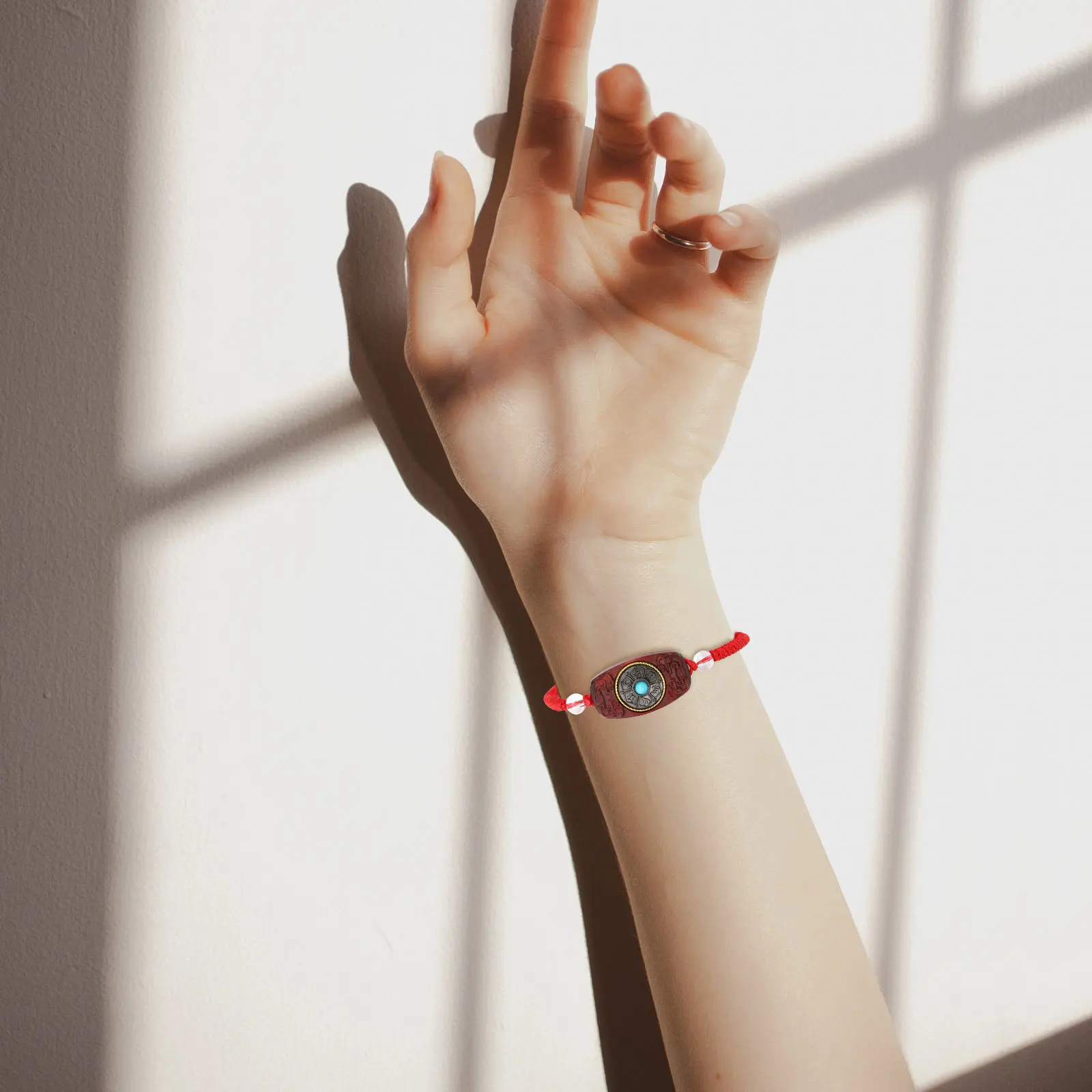 

Rosewood Bracelet Red Thread Braided Rope Cord Mens Beads Bracelets for Women Adjustable