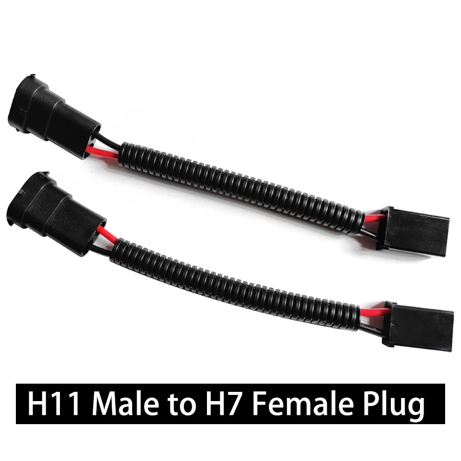 1 Pair H8 H11 Male To H7 Female Plug Conversion Wiring Harness Connector  Car Headlight Fog Light Socket Adapter Cable