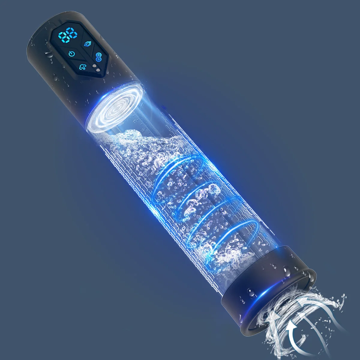 IPX7 wodoodporna elektryczna pompka do penisa do powiększania pompka próżniowa powiększająca pompa rozszerzająca 4 poziomy ssania 2 silikonowe rękawy