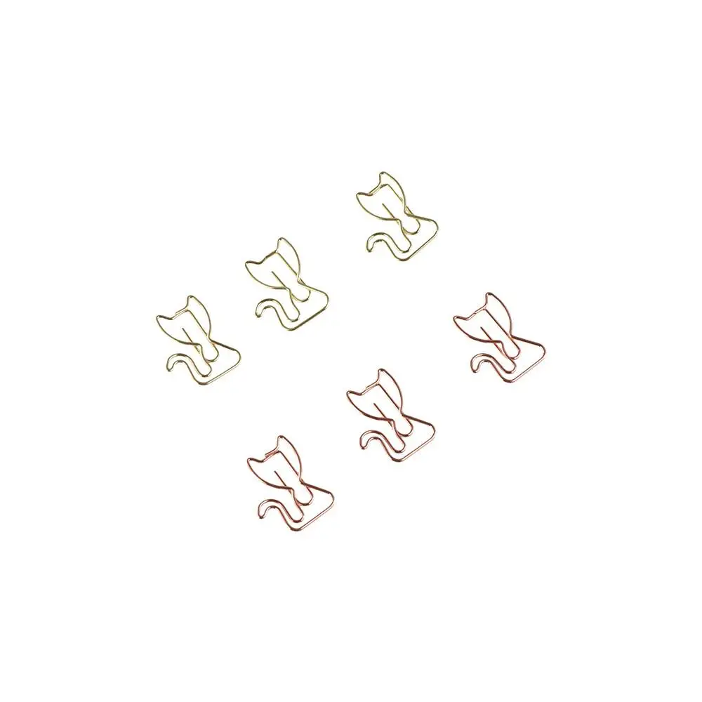 10pcs Students Stationery Cat Shaped Paper Clips Cartoon Metal Bookmark Holder Creative Cute Metal Paperclip Office