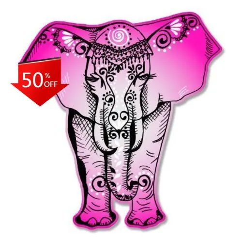 

Elephant Beautiful Henna Pink Vintage Window Motor Home Camper Van Bumper Sticker Cute Funny