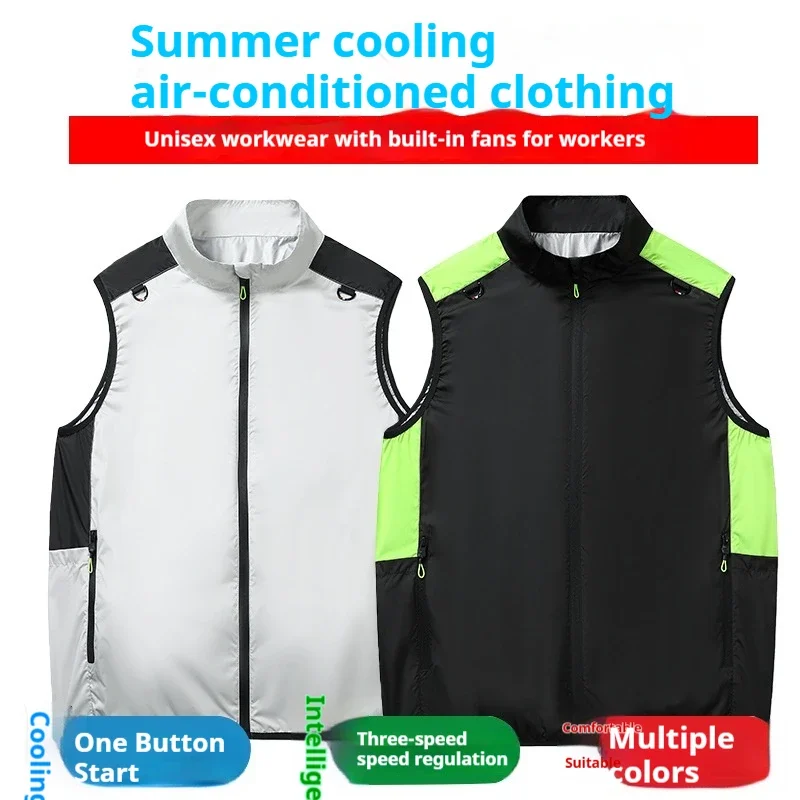 Summer Cooling FanVest Unisex 3-Speed Adjustable Sleeveless WorkwearBreathableAir Conditioned Clothes for Outdoor WorkingFishing